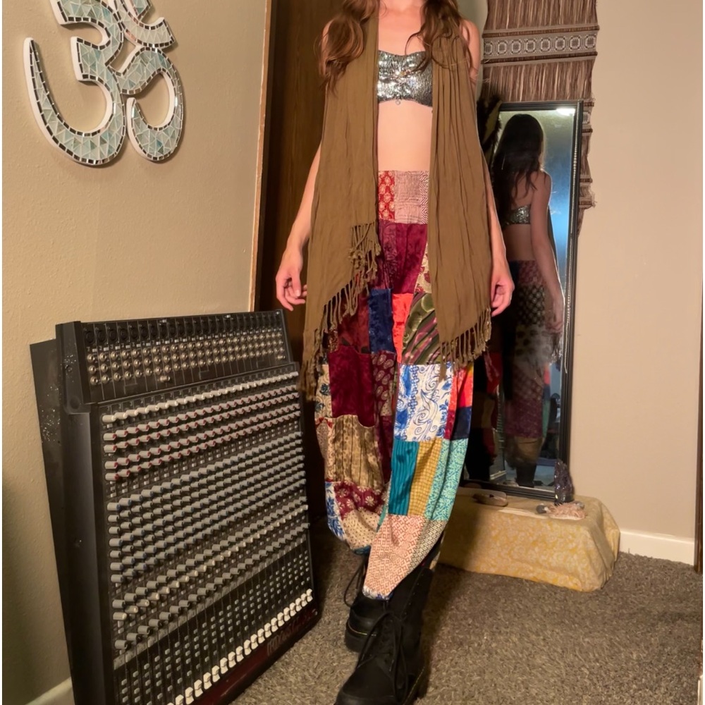 Olive green long scarf